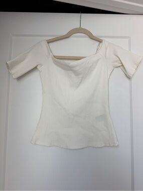 H&M Off-Shoulder Ribbed Cream Top